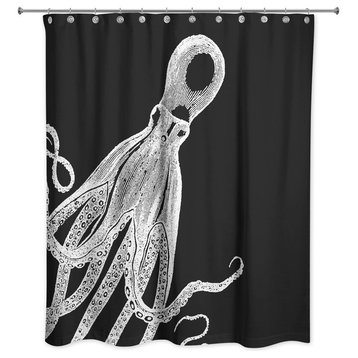 Octopus Shower Curtain, Black/White