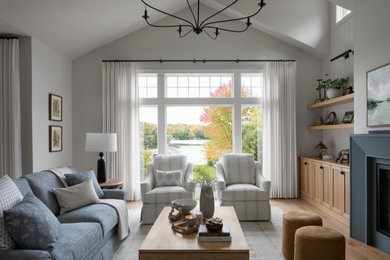 Inspiration for a farmhouse living room remodel in Milwaukee