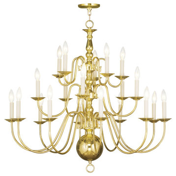 Williamsburgh Chandelier, Bronze, Polished Brass