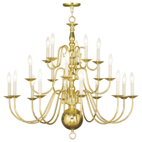 Williamsburgh Chandelier, Bronze, Polished Brass