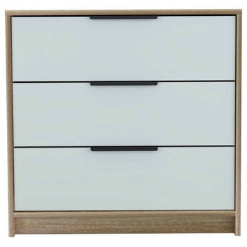Washington 3 Drawer Dresser with Metal Handles, Light Oak/ White
