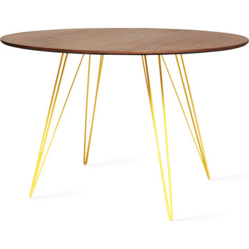 Williams Round Dining Table - Yellow, Large, Walnut