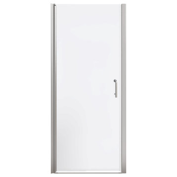 ExBrite 32"x72" Frameless Pivot Shower Door, Metal Silver