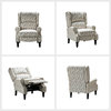 Modern Push-Back Plaid Recliner with Rolled Armrest, Chain Gray