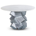 Meridian Furniture - Walker Dining Table, White, Silver Base - The Walker White Dining Table is a stunning masterpiece that can elevate your dining room to a luxurious space. Its genuine marble top is a magnificent feature that adds elegance and refinement to the room, making it an ideal setting for hosting grand dinner parties and special occasions. The silver-finished metal sheet base adds a touch of sophistication and uniqueness, making it a truly eye-catching addition to your home decor. This magnificent piece is sure to be the perfect focal point that brightens up your dining room with its sheer beauty and charm, leaving your guests amazed.
