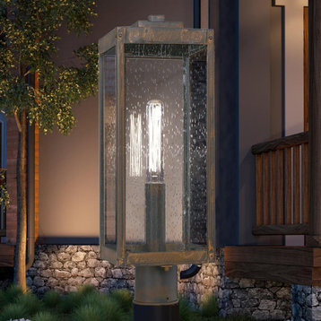 Luxury Modern Farmhouse Post Light, 21.25''H x 7''W, in Bygone Bronze