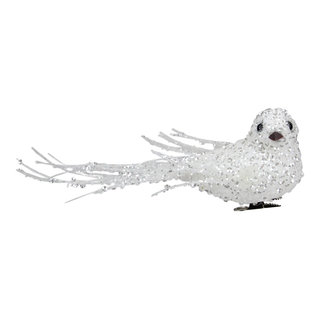 Northlight 6.75 Gold Sequined and Glittered Clip-On Bird Christmas Ornament