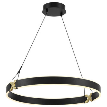 George Kovacs P5405-689-L Recovery X Led Pendant in  Coal and Satin Brass