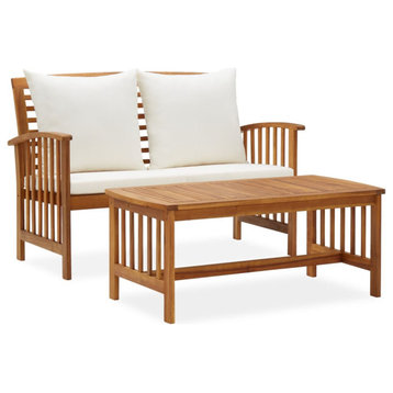 vidaXL 2-Piece Garden Lounge Set With Cushions Solid Acacia Wood