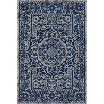Dulce Modern Bloom Area Rug - Gray and Blue - 5' 3" X 7' 3"