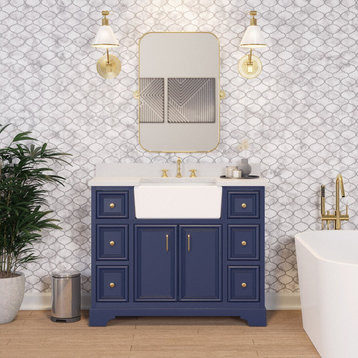 Zelda 42" Bathroom Vanity, Royal Blue, Quartz