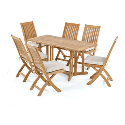 7 pc Teak Folding Set - Outdoor Dining Sets