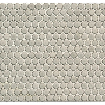 3/4" Penny Rounds Mosaic, 12"x12" Sheet, Dove Gray
