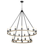 QUORUM INTERNATIONAL - QUORUM 64-24-6941 Paxton 24-Light Chandelier,Noir w/ Weathered Oak Finish - QUORUM 64-24-6941 Paxton 24-Light Chandelier,Noir w/ Weathered Oak FinishSeries: PaxtonProduct Style: TransitionalFinish: Noir w/ Weathered Oak FinishDimension(in): 49(H) x 42(W)Bulb: (24)60W Medium Base(Not Included)UL Type: Damp