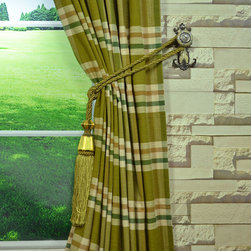 Paroo Cotton Blend Large Plaid Concealed Tab Top Curtains & Drapes Tassel Tiebac - Curtains
