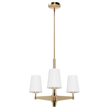 Nolita Alturas Gold with Cased White Glass 3 Light Chandelier Ceiling
