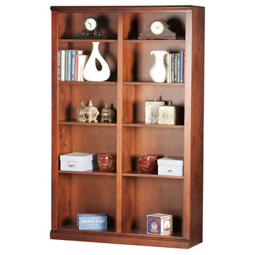 8-Shelf Tall Double Wide Bookcase (Smokey Blue-Birch)