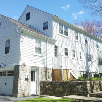 6 1/4 HardiePlank Arctic White, Arctic White Trim, Stone Veneer on Foundation
