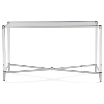Modus Marilyn Glass Top Rectangular Console Table in Silver