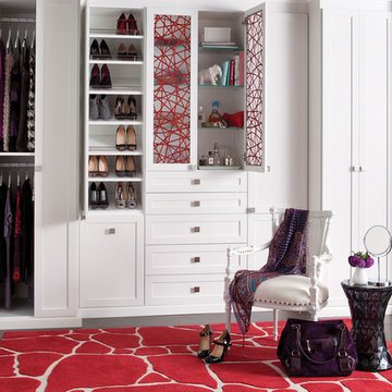 Elegant White Wardrobe with a Red Pop