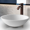 VGT208 Flat Edged White Vessel Sink with Oil Rubbed Bronze Faucet