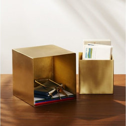 2-Piece Small Solid Brass Studio Storage Box Set | CB2 - Storage And Organization