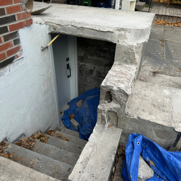 Concrete Back Deck Transformation To Masonry Natural Stone Porch and Steps