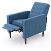 GDF Studio Macedonia Mid-Century Modern Button Tufted Fabric Recliner, Muted Blue Fabric