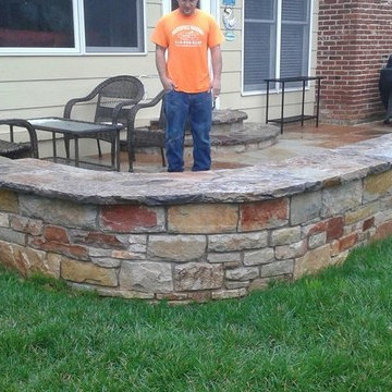 Natural Stone fire pit Stone walls stairs flagstone patio in chesterfield, mo