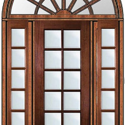 Prehung French Side lights-Transom Door 96 Mahogany Full Lite 12 Lite - Patio Doors