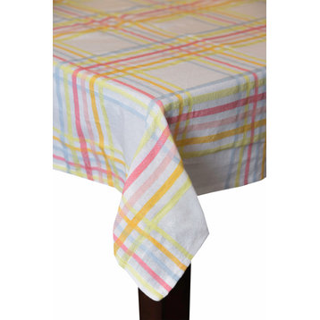 Rainbow Plaid 100% Cotton Tablecloth, Multi, 70" Round