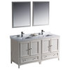Oxford 60" White Traditional Double Sink Vanity Bevera Chrome Faucet