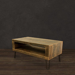 Reclaimed Wood Coffee Table Open Storage Area - Side Tables And End Tables