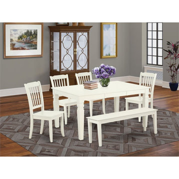 East West Furniture Weston 6-piece Wood Dining Set in Linen White