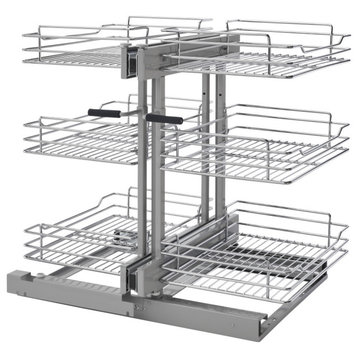 Steel 3-Tier Pull Out Organizer for Blind Corner Cabinets With Soft Close, 15"