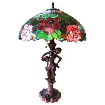 Chloe Lighting 2 Light Roses Table Lamp With Multi-Colored CH18790RF18-TL2