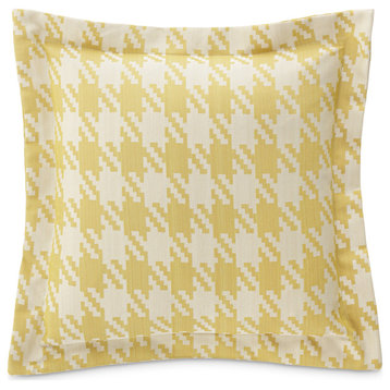 Newport Yates 24" Houndstooth Throw Pillow, Lemon Yellow