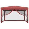 vidaXL Gazebo Outdoor Party Tent with 4 Mesh Sidewalls Red 13.1'x13.1'HDPE