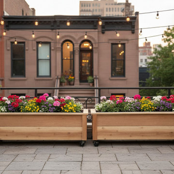 Outdoor Cedar Raised Planter Box with Wheels