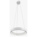 Elan Lighting - Elan Lighting Fornello - 17" 28W 280 LED Pendant, Textured White Finish - With Fornello, we offer rings that are modern in scale, yet deliver light almost by magic. LEDs are hidden within the fixture, creating an invisible light source that fills an area with light in enchanting ways. Brushed nickel and white and black sand-textured finishes give each piece a soft effect.  Canopy Included: TRUE  Canopy Diameter: 7.50  Dimable: TRUE  Color Temperature: 3  Lumens: 920.2  Driver/  Transformer: Dimmable,Class 2 DriverFornello 17" 28W 280 LED Pendant Textured White *UL Approved: YES *Energy Star Qualified: n/a  *ADA Certified: n/a  *Number of Lights: Lamp: 280-*Wattage:28w LED bulb(s) *Bulb Included:Yes *Bulb Type:LED *Finish Type:Textured White
