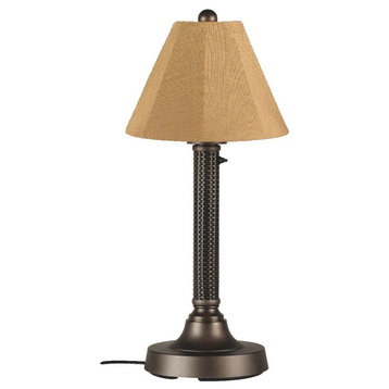Bahama Weave 30" Table Lamp With 2" Dark Mahogany Wicker Body, Bronze Base