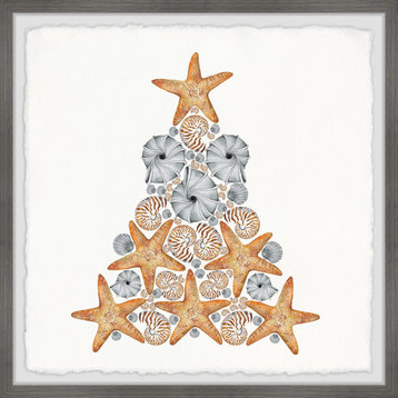 "Nautical Christmas Tree" Framed Painting Print, 18x18