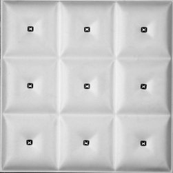 DCT LRT19 Faux Leather Ceiling Tile - White Diamond with Crystals - Ceiling Tile