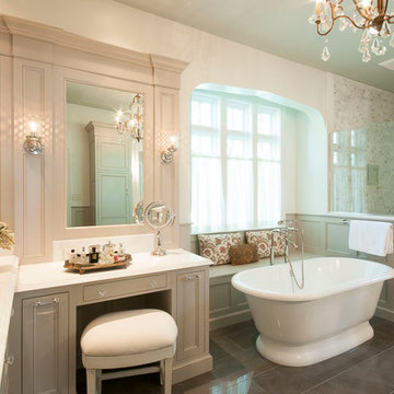 White Traditional Master Bathroom Renovation St. Louis, MO