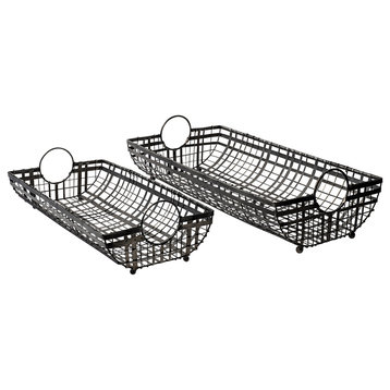 Kenneth Gray Metal Baskets, 2-Piece Set