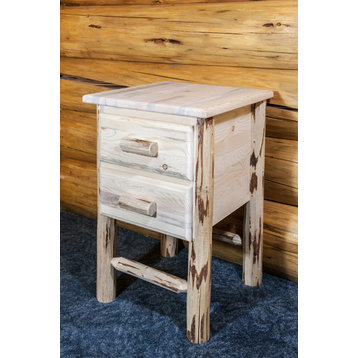 Montana Collection Nightstand With 2-Drawers, Clear Lacquer Finish