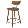 INK+IVY Frazier Industrial Wooden Dining 24" Counter Stool with Back