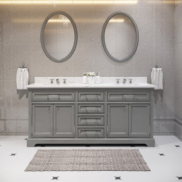 Derby Cashmere Bathroom Vanity, 72" Wide, No Mirror, Two Faucets