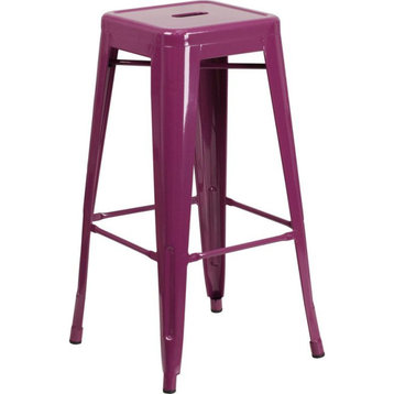 30" High Backless Purple Indoor-Outdoor Barstool