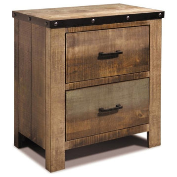Pemberly Row 2-drawer Farmhouse Wood Nightstand Antique Multi-Color